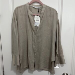 Women's Beige Button-Up Top